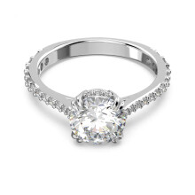 (6#=52mm) Silver Round Brilliant Cut Halo Accent Side Stone Engagement Ring Dainty Pave Shank Promise Ring for Women 5645251