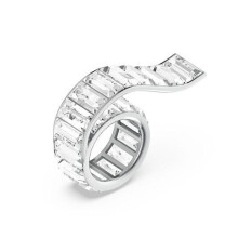(8#=57mm) Silver Twisted Ribbon Baguette Cut Clear Cubic Zirconia Bold Sculptural Statement Cocktail Ring for Women 5600787