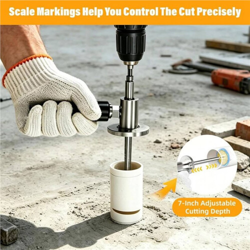 Inside Pipe Cutter PVC Pipe Cutter Tool for Drill Adjustable Depth Handle with Cutter Wheel for Cuts in Plumbing & DIY 1