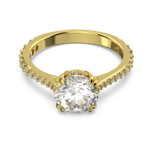 (6#=52mm) Yellow Gold Round Brilliant Cut Pave Side Stone Engagement Ring Dainty Thin Band Promise Ring for Women 5642617