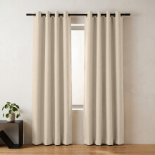 (Blackout Ringtop - Cream) 66x84 Dual Panel Curtains with Free Tiebacks | Premium Quality Drapes