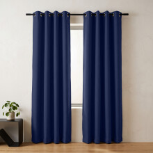 (Blackout Ringtop - Navy) 66x84 Dual Panel Curtains with Free Tiebacks | Premium Quality Drapes