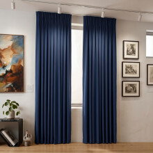(Blackout Pencil Pleat - Navy) 66x84 Dual Panel Curtains with Free Tiebacks | Premium Quality Drapes