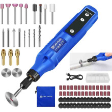Outil rotatif sans fil, 5 vitesses 3000-18000 RPM, batterie Li-ion 1.5 Ah, 80 accessoires, bleu