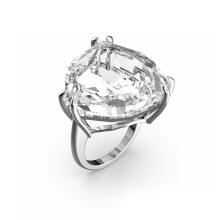 (7#=54mm) Silver Large Heart Cut Solitaire Statement Ring Four Prong Oversized Clear Cubic Zirconia Promise Engagement Ring for Women SOR0020