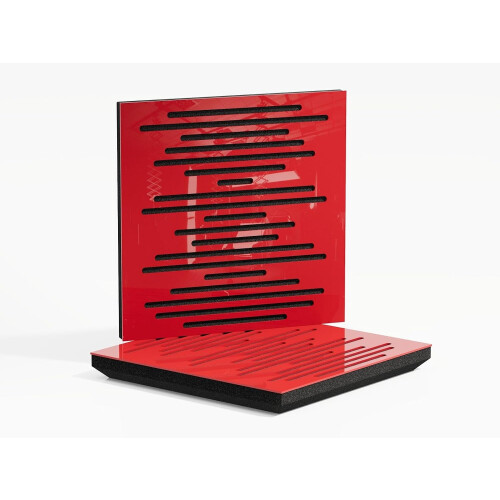 (Red glossy Plastic) 2 Pack - Sound Absorption-Diffuse Acoustic Panel "P14" | 50x50x5cm | Absorption - Diffusion - Reflection