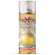 1X - Gold Glitter Spray Paint 200ml For Christmas Xmas Trees Arts Craft Metallic