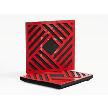 (Red glossy Plastic) 2 Pack - Sound Absorption-Diffuse Acoustic Panel "P1" | 50x50x5cm | Absorption - Diffusion - Reflection