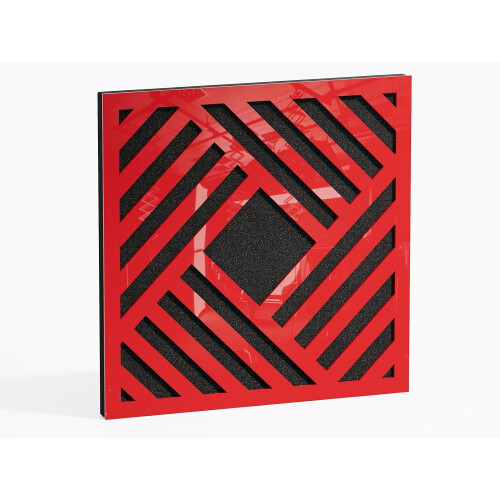 (Red glossy Plastic) 2 Pack - Sound Absorption-Diffuse Acoustic Panel "P1" | 50x50x5cm | Absorption - Diffusion - Reflection 1