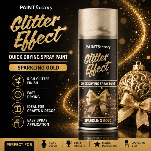 Rapide 1X - Paint Factory Gold Glitter Effect Spray Paint 400ml 2