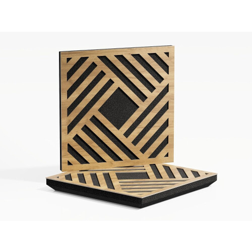 (Oak) 2 Pack - Sound Absorption-Diffuse Acoustic Panel "P1" | 50x50x5cm ...