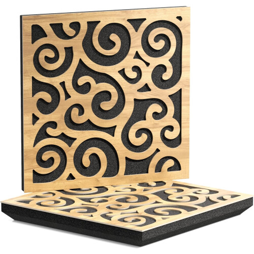 (Oak) 2 Pack - Sound Absorption-Diffuse Acoustic Panel "P12" | 50x50x5cm | Absorption - Diffusion - Reflection