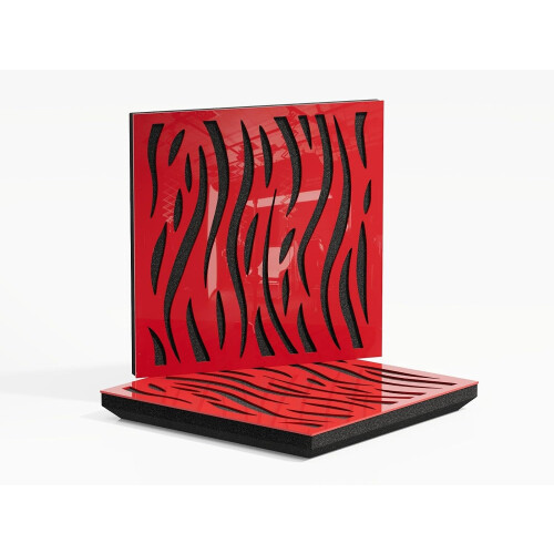 (Red glossy Plastic) 2 Pack - Sound Absorption-Diffuse Acoustic Panel "P13" | 50x50x5cm | Absorption - Diffusion - Reflection