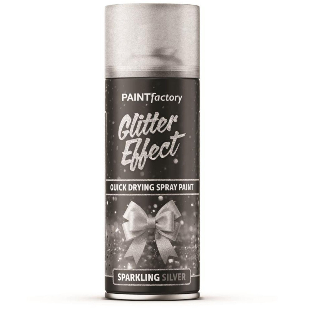 1X - Paint Factory Silver Glitter Effect Spray Paint 400Ml 5055319513463