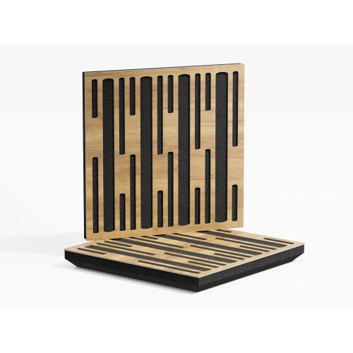 (Oak) 2 Pack - Sound Absorption-Diffuse Acoustic Panel "P10" | 50x50x5cm | Absorption - Diffusion - Reflection