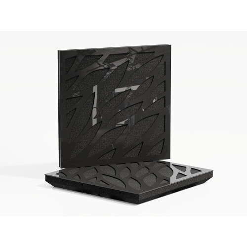 (Black glossy Plastic) 2 Pack - Sound Absorption-Diffuse Acoustic Panel "P17" | 50x50x5cm | Absorption - Diffusion - Reflection