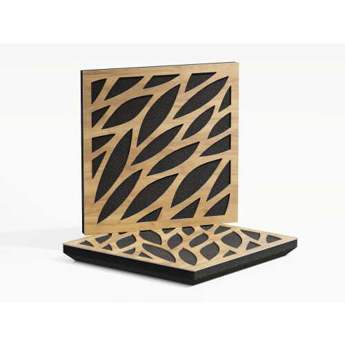 (Oak) 2 Pack - Sound Absorption-Diffuse Acoustic Panel "P17" | 50x50x5cm | Absorption - Diffusion - Reflection
