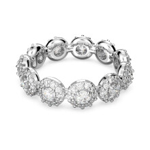 (8#=57mm) Silver Reversible Halo Round Cubic Zirconia Full Eternity Band Two-Sided Stackable Wedding Ring for Women SOR0024