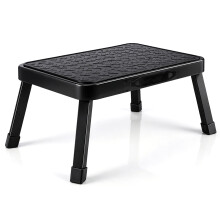 (Black) Futura Folding Step Stool Premium Heavy-Duty Step Stool Wide Non Slip Step 150kg Capacity