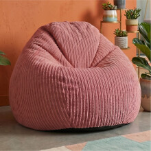 (Pink) rucomfy Jumbo Cord Slouchbag - Indoor Classic Bean Bag for Adults