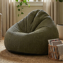 (Khaki) rucomfy Jumbo Cord Slouchbag - Indoor Classic Bean Bag for Adults