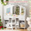 Kids Dressing Table Set w/ Stool, Mirror, Drawers 6