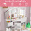 Kids Dressing Table Set w/ Stool, Mirror, Drawers 7