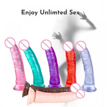 (Black) J19 Bestseller Female Masturbator Realistic Dildo No Egg Transparent Small Penis Adult Sex Toy