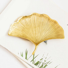 Gold Jewelry Tray Ginkgo Leaf Trinket Dish Vintage Ring Holder Bowl for Bracelet Earring Necklace Organizer Decorative