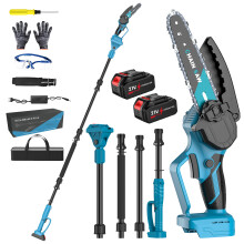 Tronçonneuse télescopique sans fil 21V, moteur brushless, guide 6 pouces, perche extensible 2m, compatible batterie Makita
