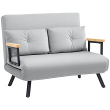 4-in-1 Velvet-Feel Double Sofa Bed, with Pillows - Light Grey