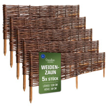 Creative Home Beeteinfassung Weide Weidenzaun 5er Set 120 x 30 cm (+/-1cm)