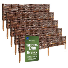 Creative Home Beeteinfassung Weide Weidenzaun 5er Set 120 x 20 cm (+/-1cm)