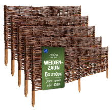 Creative Home Beeteinfassung Weide Weidenzaun 5er Set 120 x 40 cm (+/-1cm)