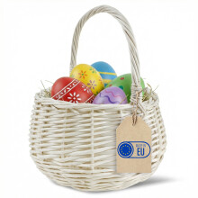 Creative Home Osterkorb Kleiner Weidenkorb Henkel Weiß Rund 16 x 16 x 20 cm