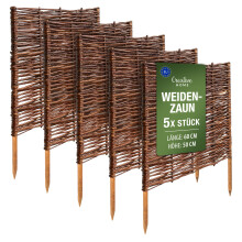 Creative Home Beeteinfassung Weide Weidenzaun 5er Set 60 x 50 cm (+/-1cm)