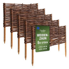 Creative Home Beeteinfassung Weide Weidenzaun 5er Set 60 x 20 cm (+/-1cm)