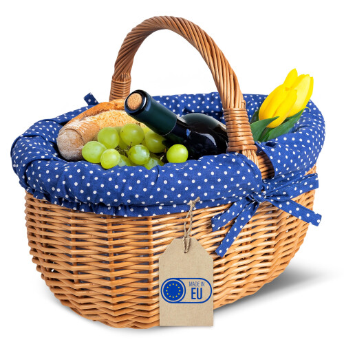 Creative Home Großer Picknickkorb Stoffeinlage Rot 43 x 32 x 37 cm