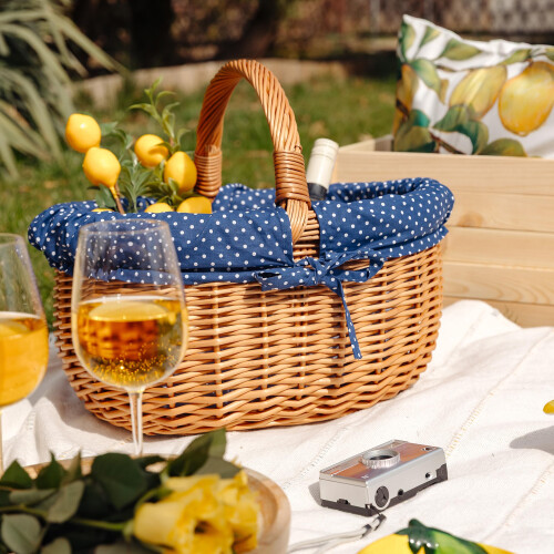 Creative Home Großer Picknickkorb Stoffeinlage Rot 43 x 32 x 37 cm 1