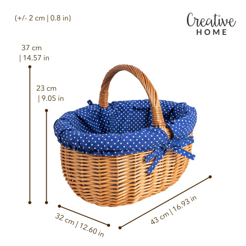 Creative Home Großer Picknickkorb Stoffeinlage Rot 43 x 32 x 37 cm 2