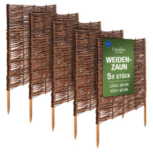 Creative Home Beeteinfassung Weide Weidenzaun 5er Set 60 x 60 cm (+/-1cm)