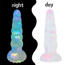(Medium jelly + 30ml oil) Glow in Dark Spiral Butt Plug, Colorful Beads Jelly Twist Anal Plug, SM Anal Training Toy