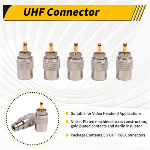 5 pcs UHF PL259 Plug Solder Connector for RG8 2