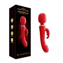 (Red blister box) Dual-Ended Rabbit Vibrator for Women G Spot Clitoral Stimulator 3 Vibration Modes Waterproof Adult Sex Toy