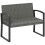 Two-Seater Rattan Garden Bench - Light Grey 1