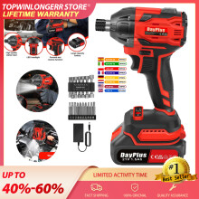 Clé à choc sans fil, moteur brushless, 450N.m, 21V, avec batterie 1.5Ah, chargeur et lot de 14 douilles et 10 forets