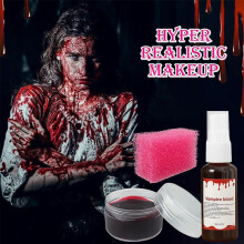 (1set) Halloween Makeup Kit 8-Piece Face Paint Set Cosplay Supplies Party Face Painting Tools with Cruelty-Free Pigments