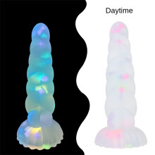(Medium) A115 Small Jelly-Textured, Colorful Bead Twisted Rope Anal Plug with Fluorescent and Glow-in-the-Dark Pudding-Like Realistic Dildo for Women