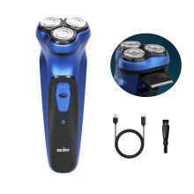 SEJOY Rasoir électrique rotatif 5-en-1 pour homme, rechargeable, étanche, bleu