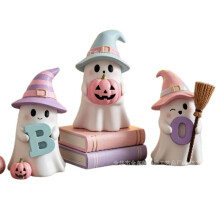 (3pcs) Pink Ghost Halloween Decorations, Cute Mini Ghost Figurines for Halloween Party Table Centerpiece, Creepy Cute Home Decor